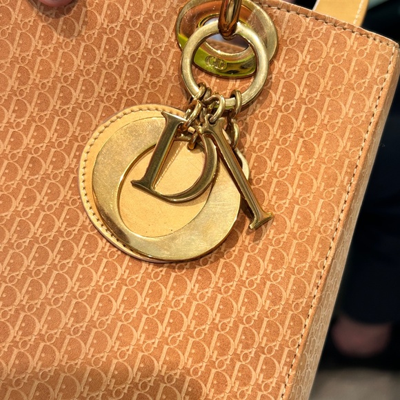LADY DIOR BAG AUTHENTIC Unique Color Suede Satchel Gold Hardware Patent Leather - Picture 16 of 16